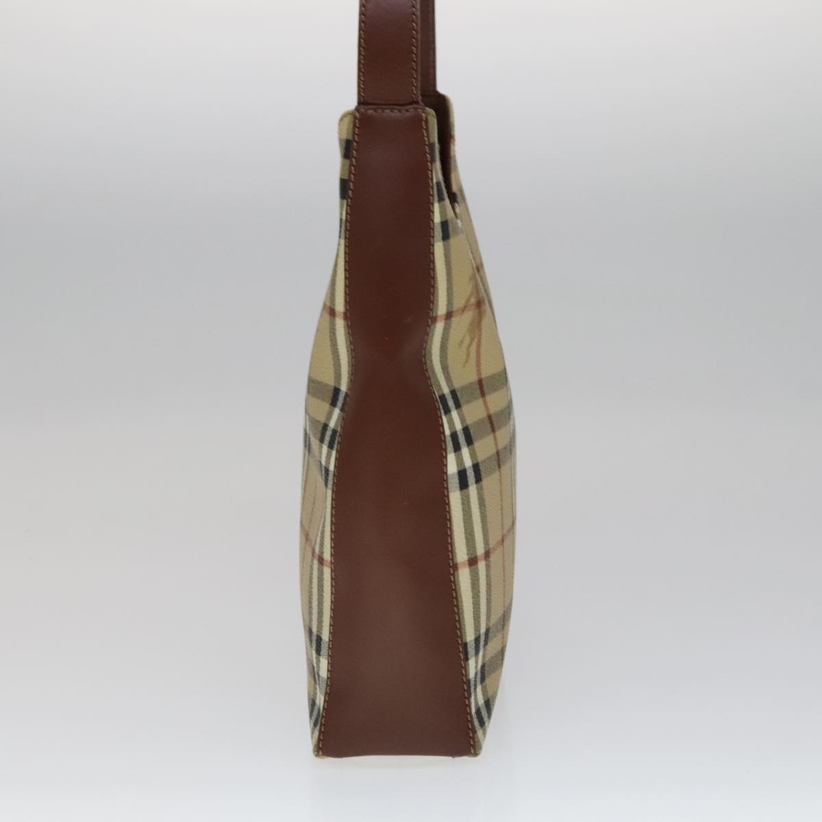 BURBERRY Nova Check Shoulder Bag PVC Leather Beige Auth yk16862