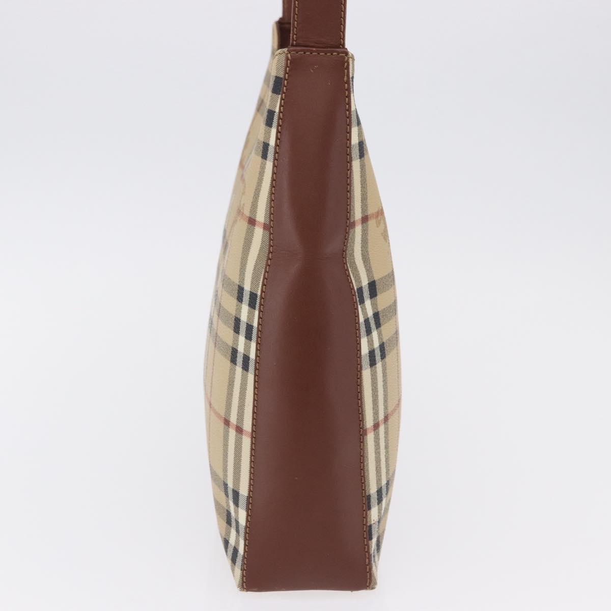 BURBERRY Nova Check Shoulder Bag PVC Leather Beige Auth yk16862