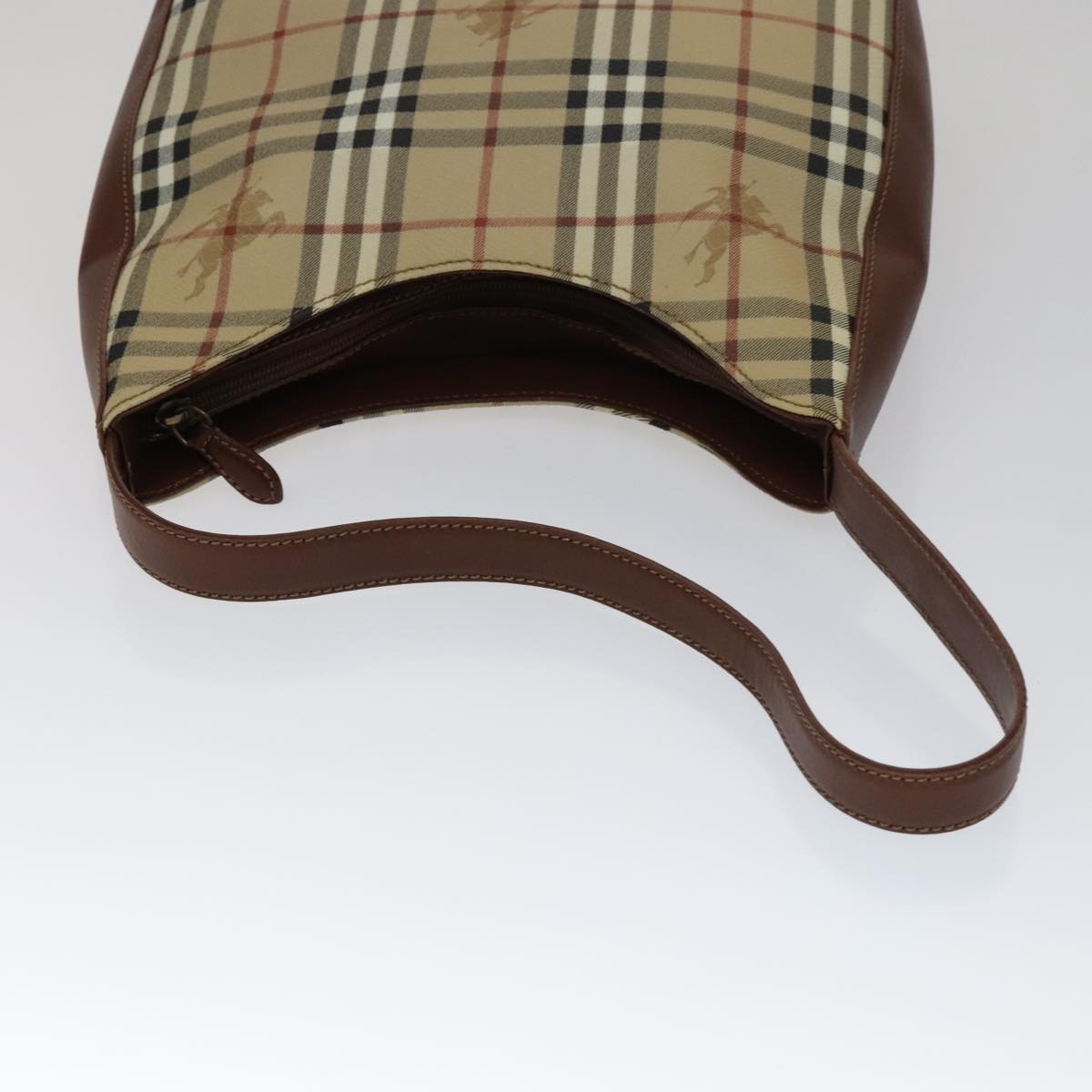 BURBERRY Nova Check Shoulder Bag PVC Leather Beige Auth yk16862