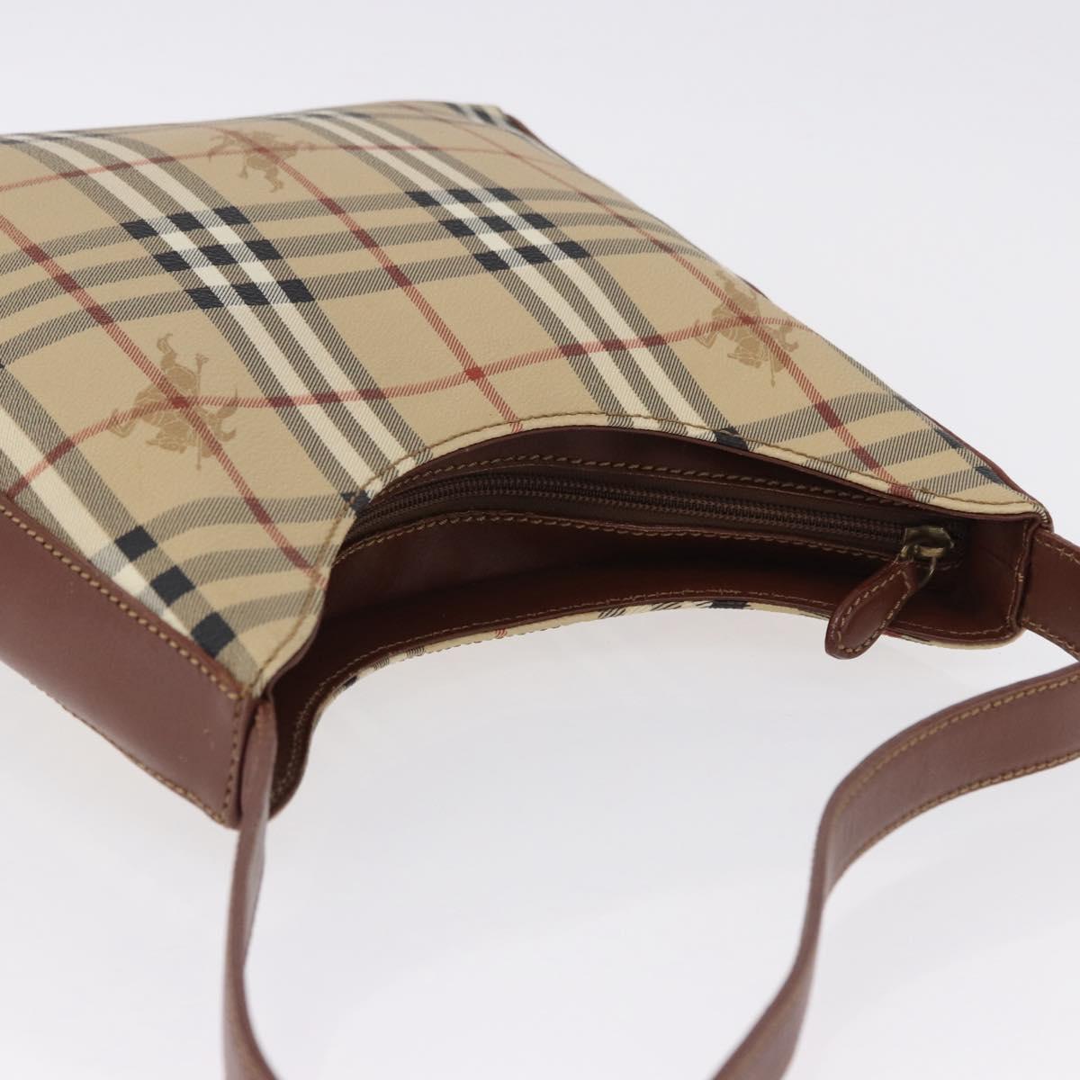 BURBERRY Nova Check Shoulder Bag PVC Leather Beige Auth yk16862