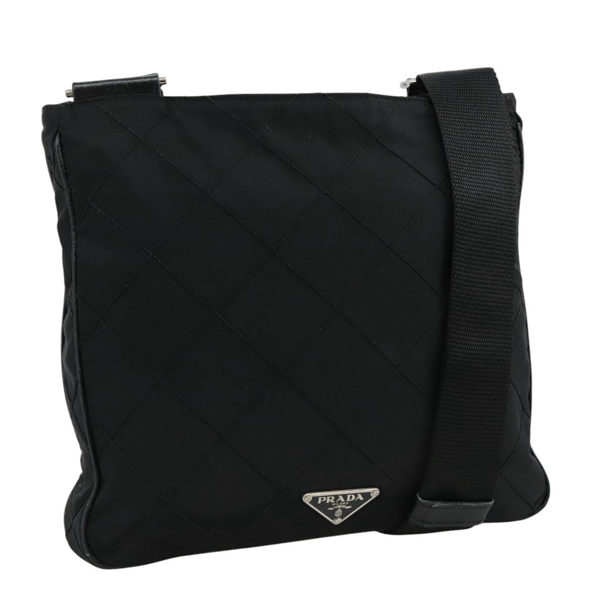 PRADA Quilted Shoulder Bag Nylon Black Auth yk16865