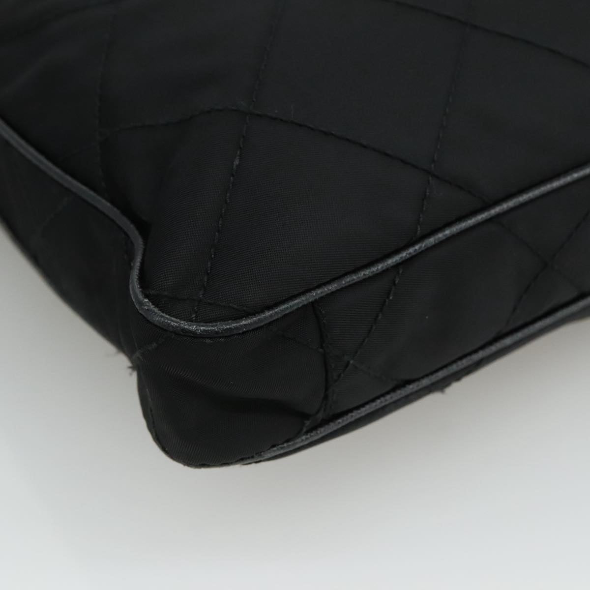 PRADA Quilted Shoulder Bag Nylon Black Auth yk16865