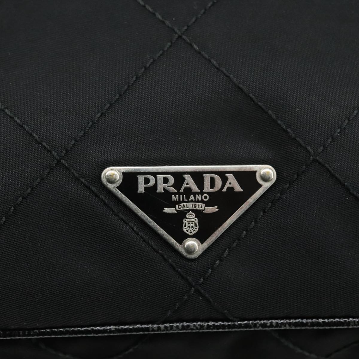 PRADA Quilted Shoulder Bag Nylon Black Auth yk16865