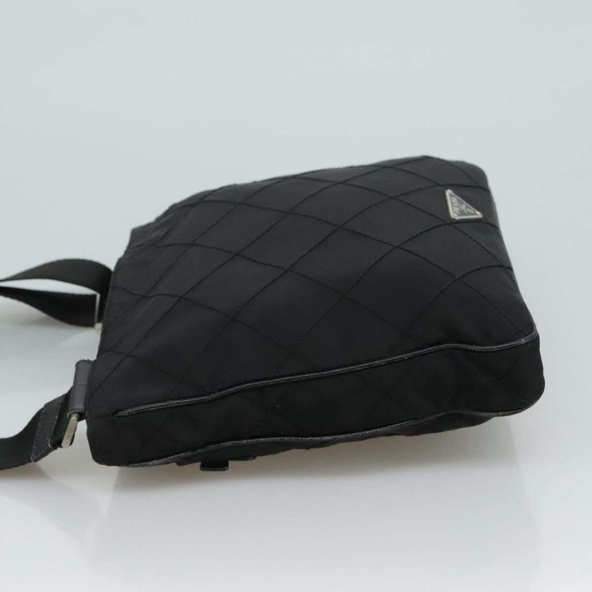 PRADA Quilted Shoulder Bag Nylon Black Auth yk16865