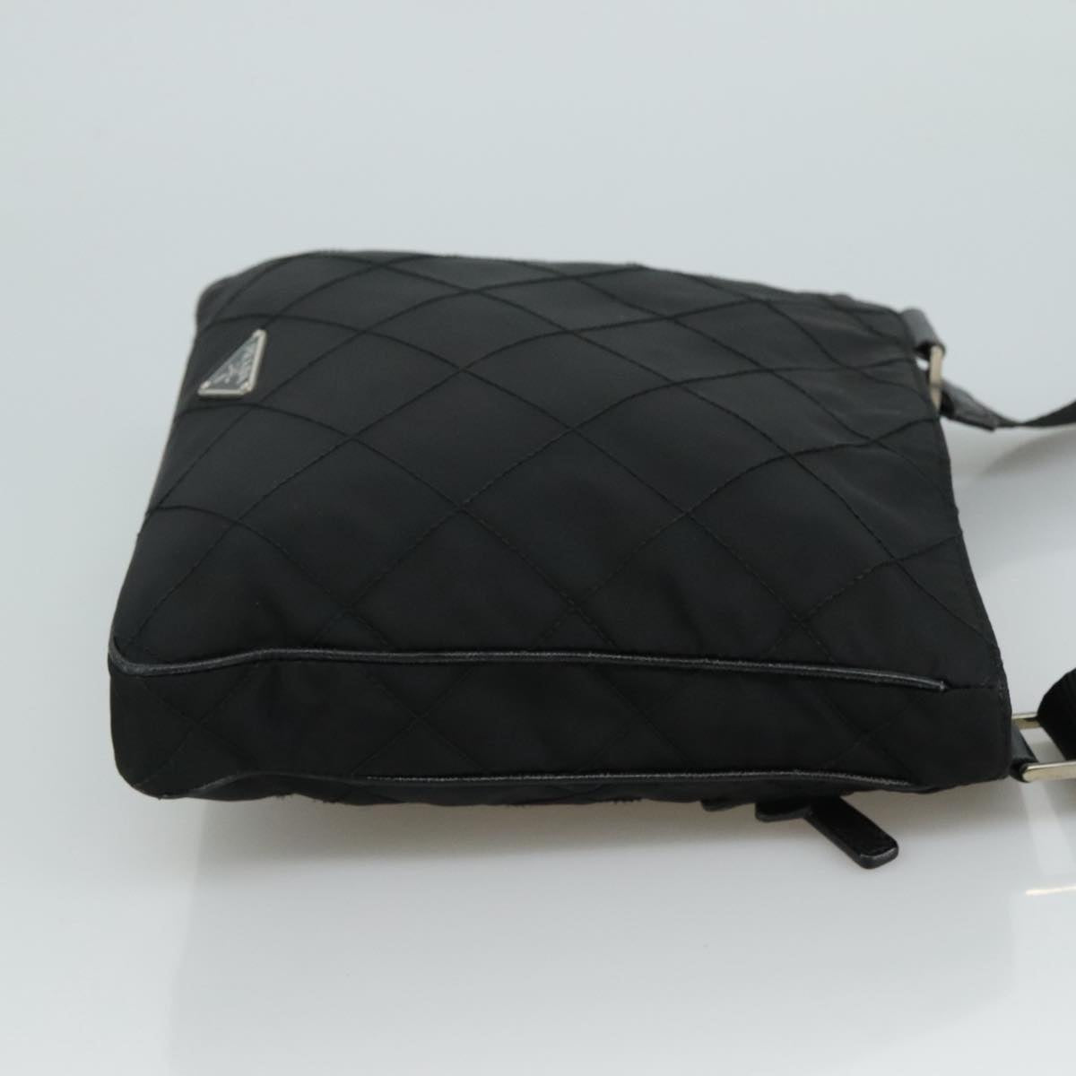 PRADA Quilted Shoulder Bag Nylon Black Auth yk16865