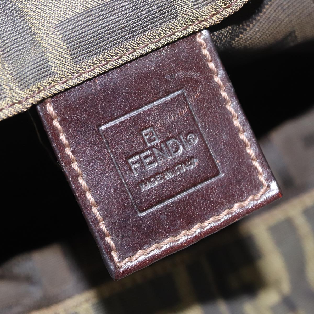 FENDI Zucca Canvas Hand Bag Brown Black Auth yk16907