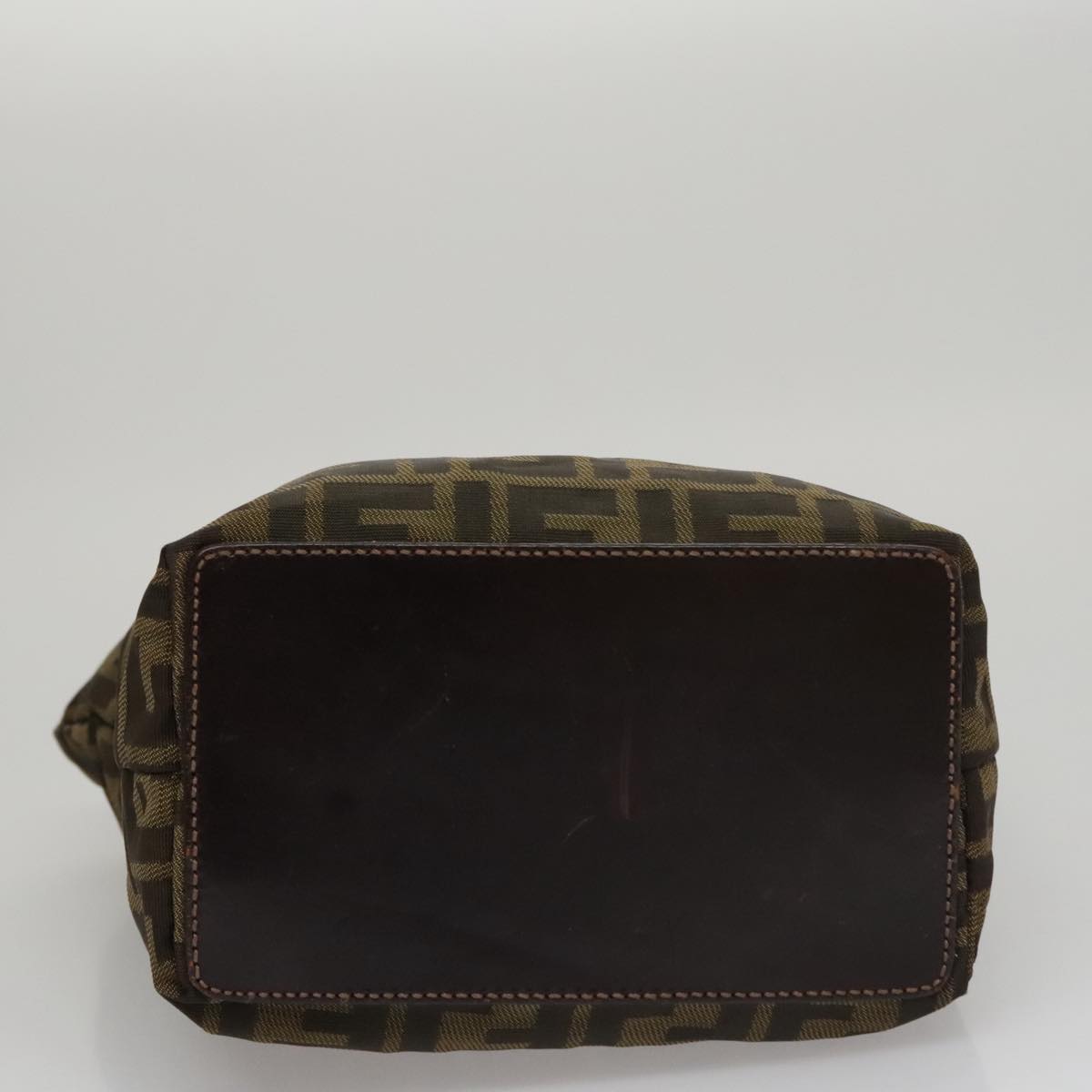 FENDI Zucca Canvas Hand Bag Brown Black Auth yk16907