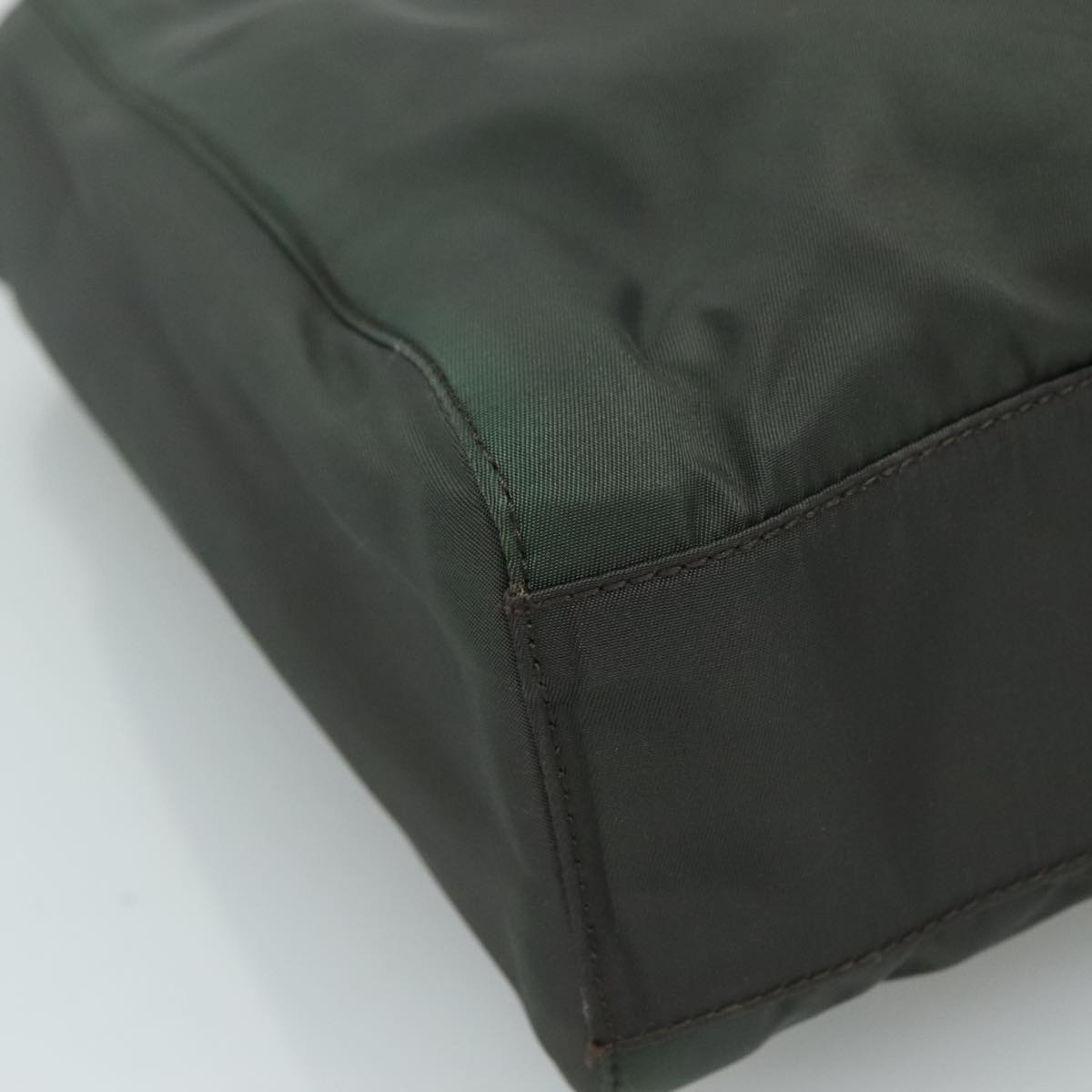 PRADA Chain Shoulder Bag Nylon Khaki Auth yk16918