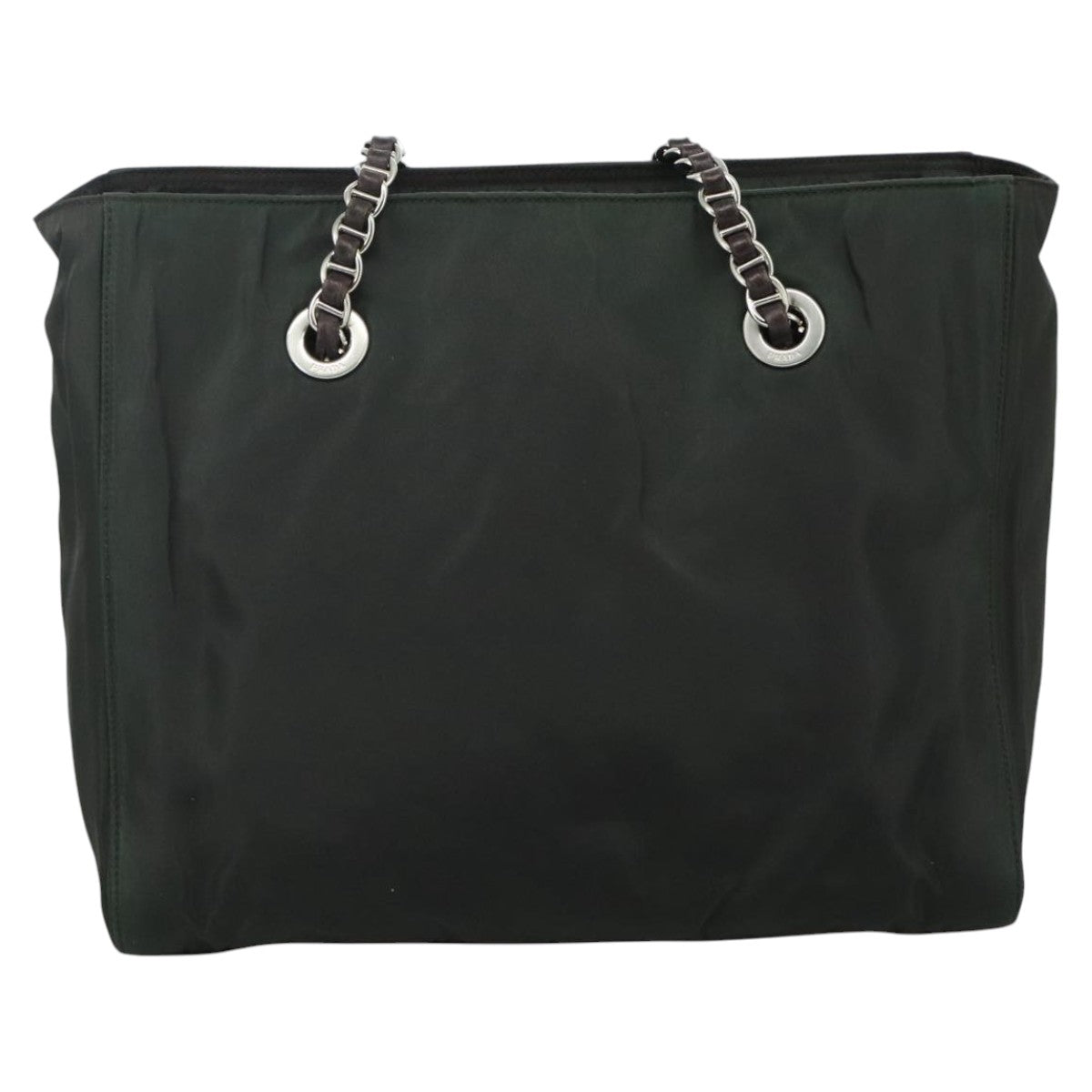 PRADA Chain Shoulder Bag Nylon Khaki Auth yk16918