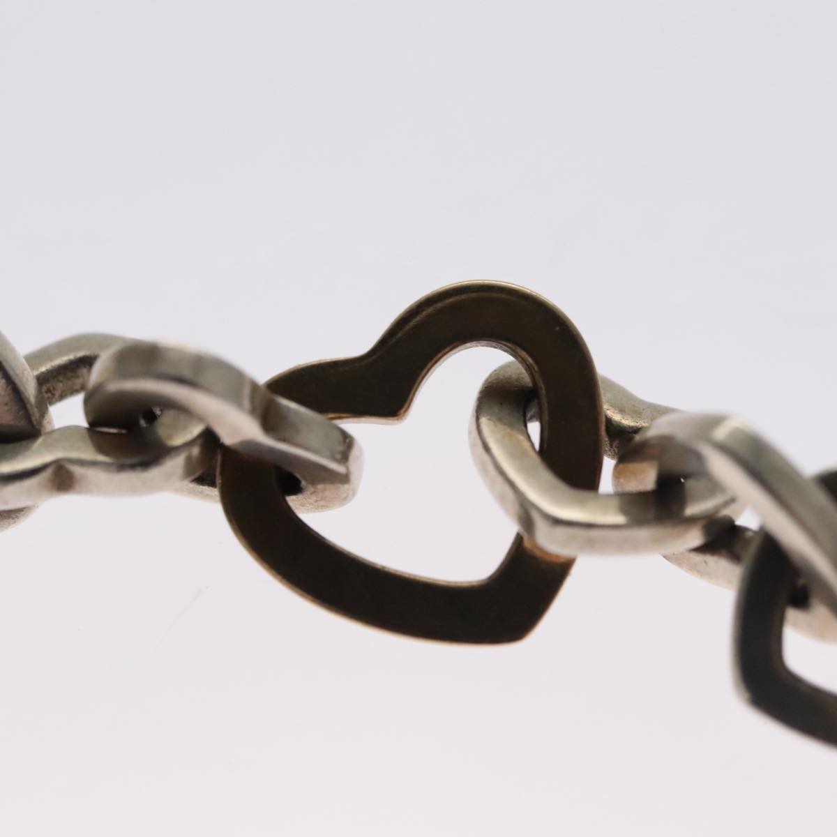 TIFFANY&Co. Heart Link Bracelet Ag925 Gold 750 Silver Auth yk16941