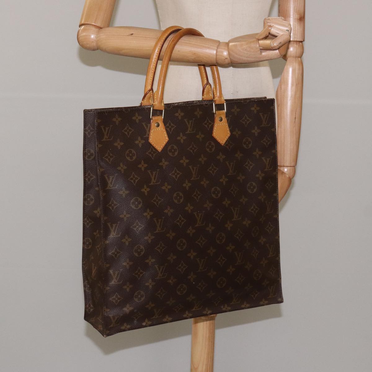 LOUIS VUITTON Monogram Sac Plat Hand Bag M51140 LV Auth yk16972