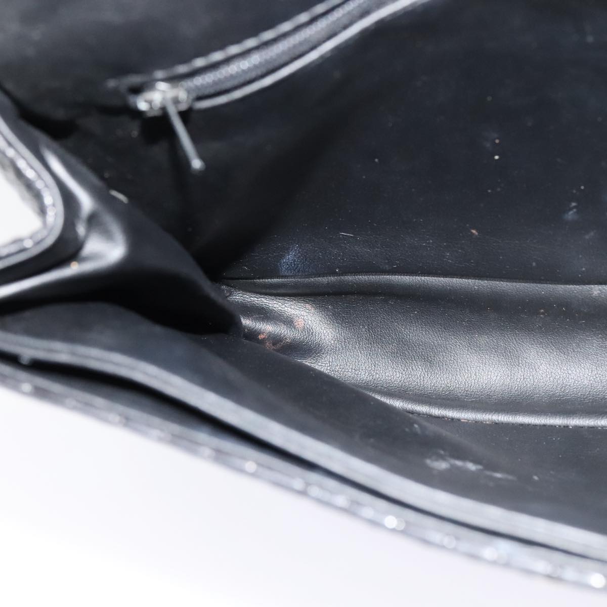 BALLY Quilted Chain Shoulder Bag Leather Black Gold Auth yk17027