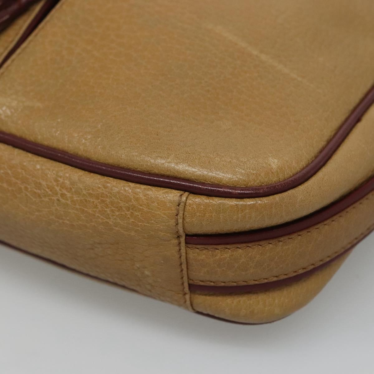 CARTIER Shoulder Bag Leather Yellow Red Auth yk17030