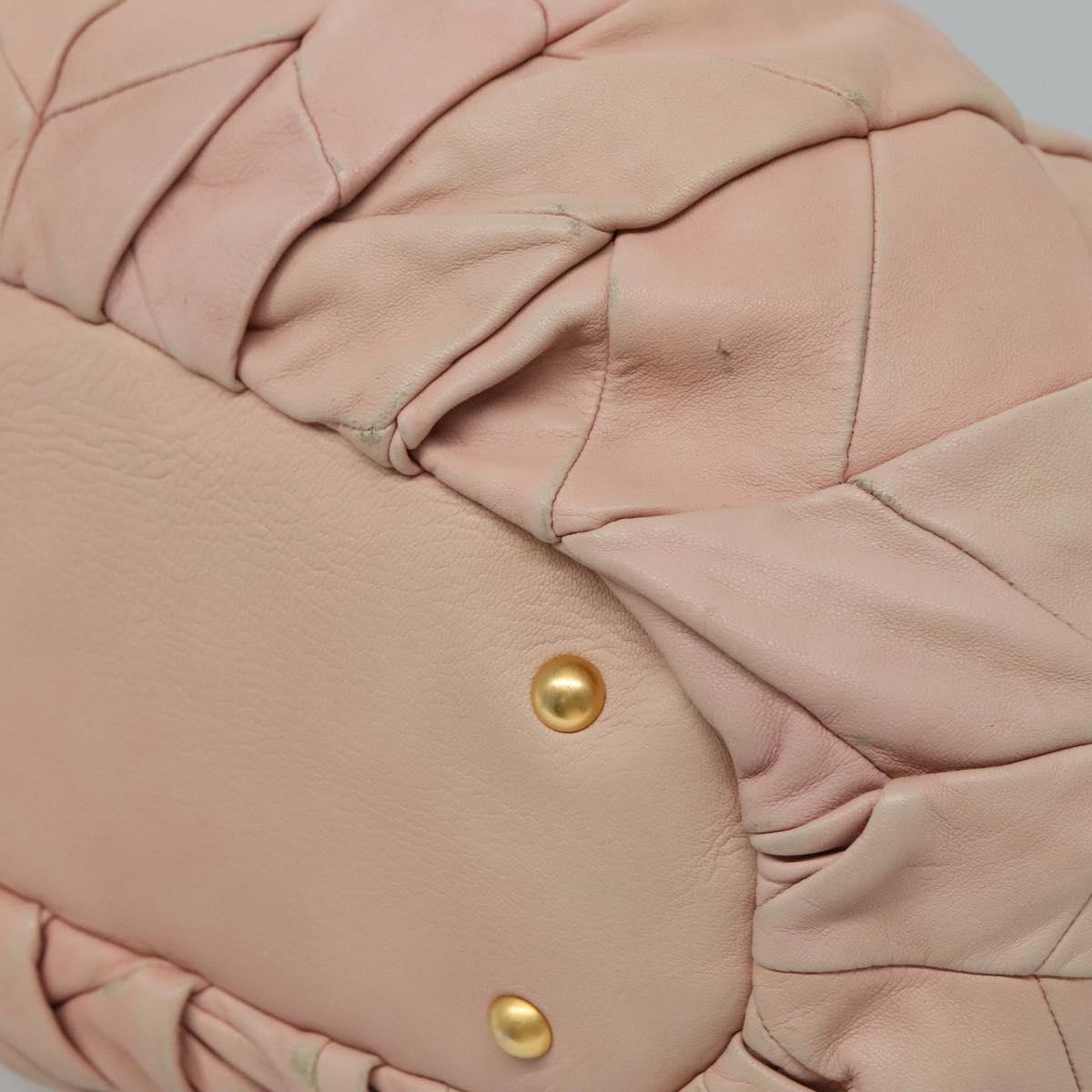 Miu Miu Tote Bag Leather 2way Pink Gold Auth yk17069