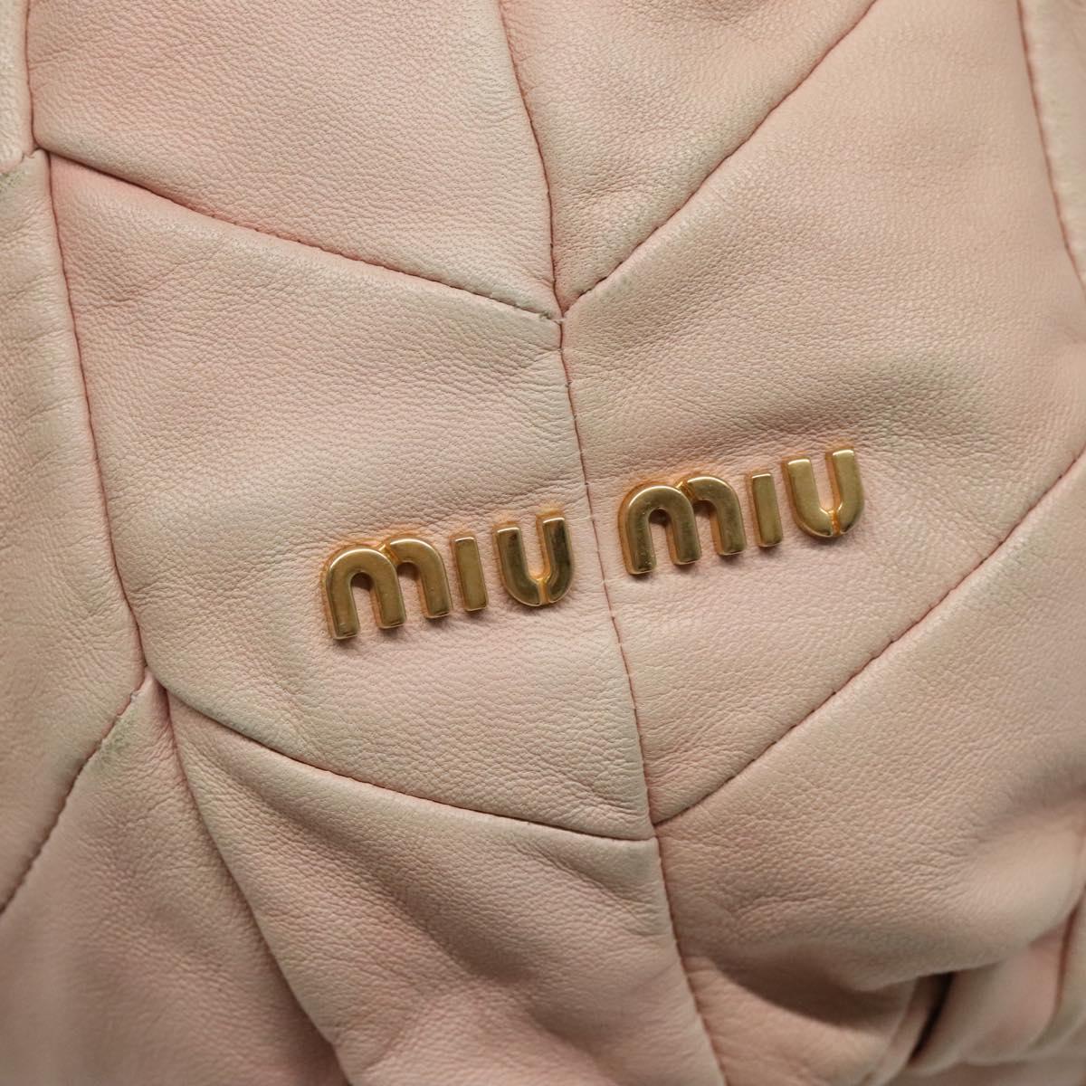 Miu Miu Tote Bag Leather 2way Pink Gold Auth yk17069