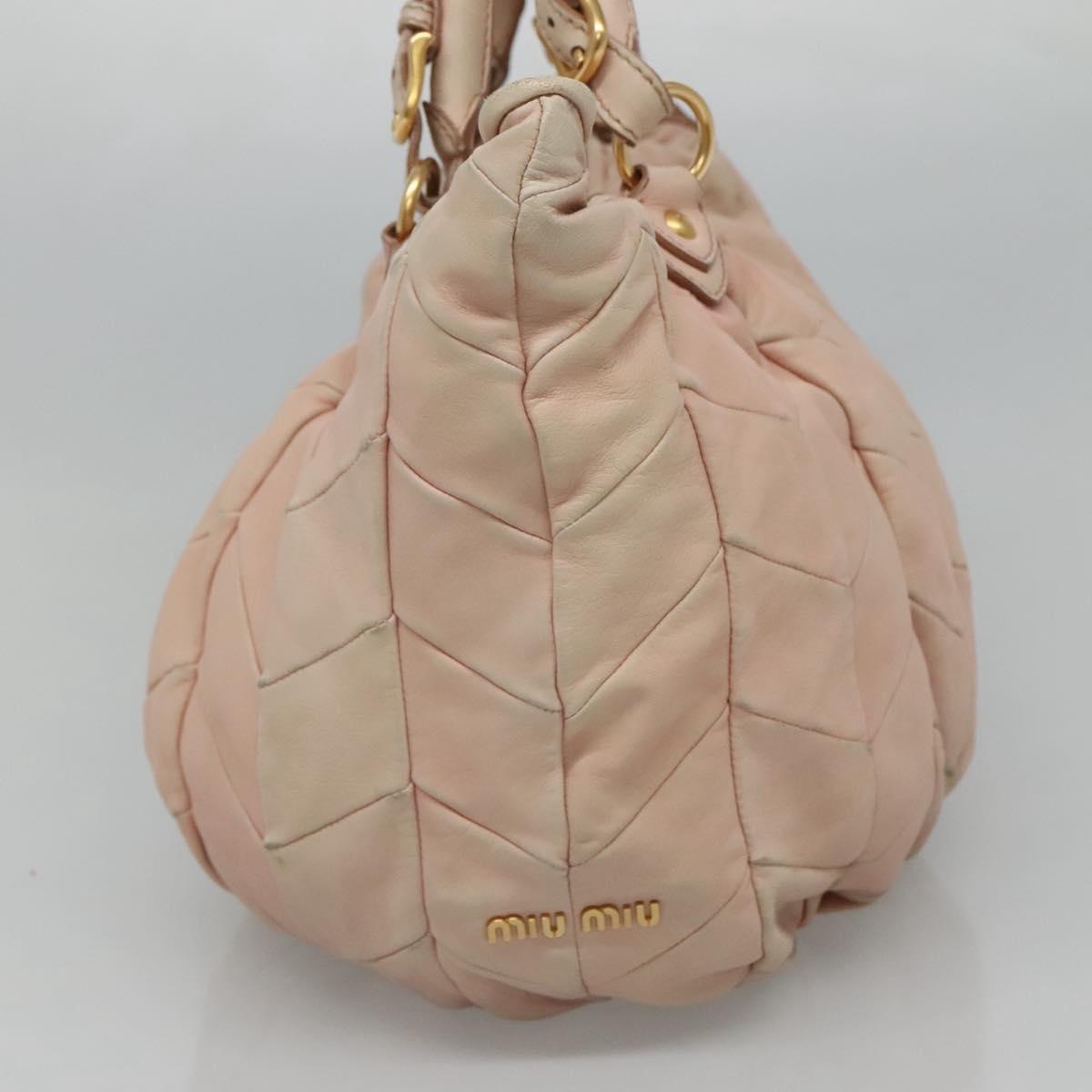 Miu Miu Tote Bag Leather 2way Pink Gold Auth yk17069