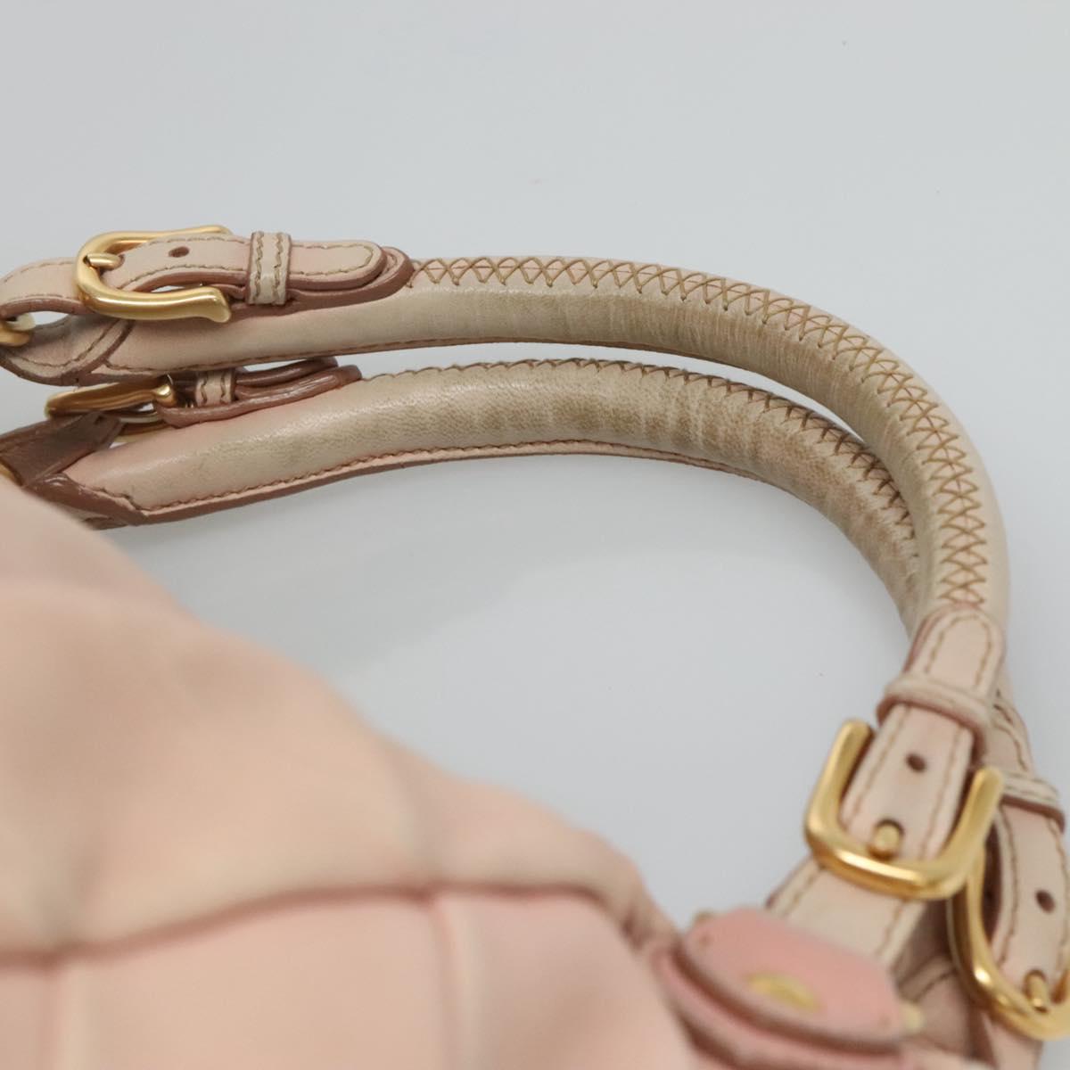 Miu Miu Tote Bag Leather 2way Pink Gold Auth yk17069