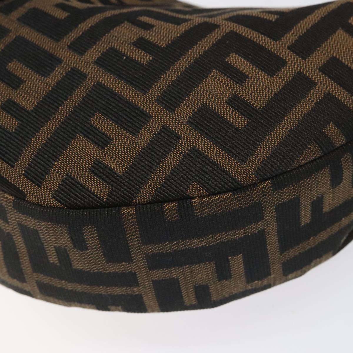 FENDI Zucca Canvas Croissant Shoulder Bag Black Brown Auth yk17081AV