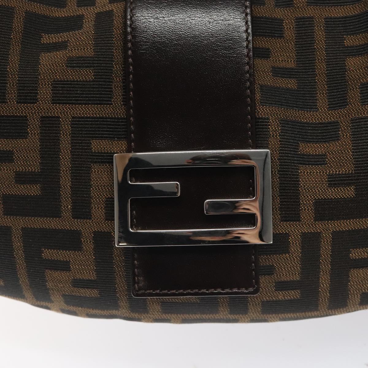 FENDI Zucca Canvas Croissant Shoulder Bag Black Brown Auth yk17081AV