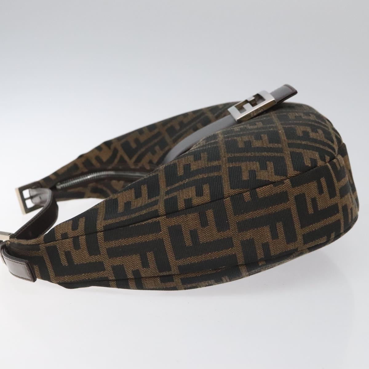 FENDI Zucca Canvas Croissant Shoulder Bag Black Brown Auth yk17081AV