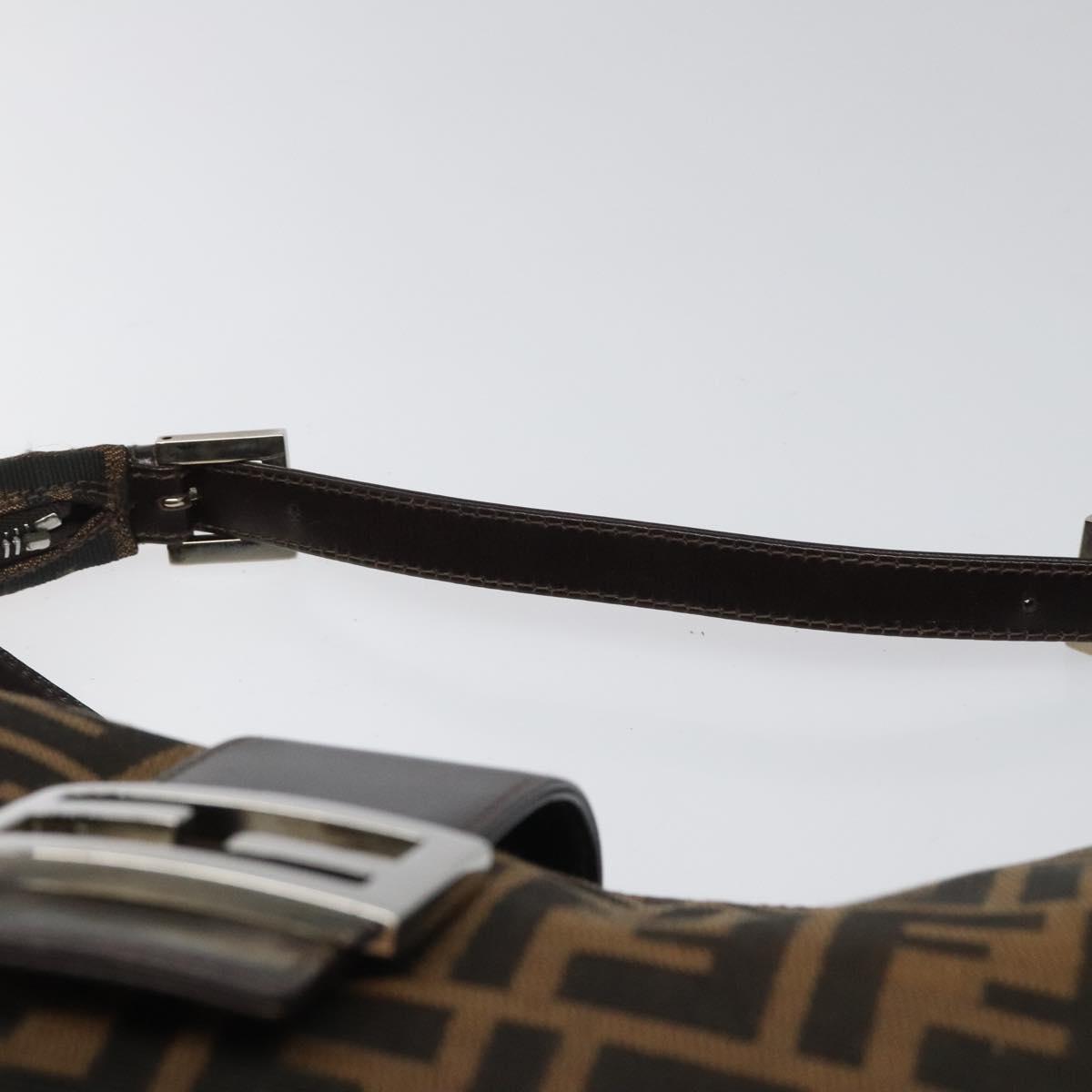 FENDI Zucca Canvas Croissant Shoulder Bag Black Brown Auth yk17081AV