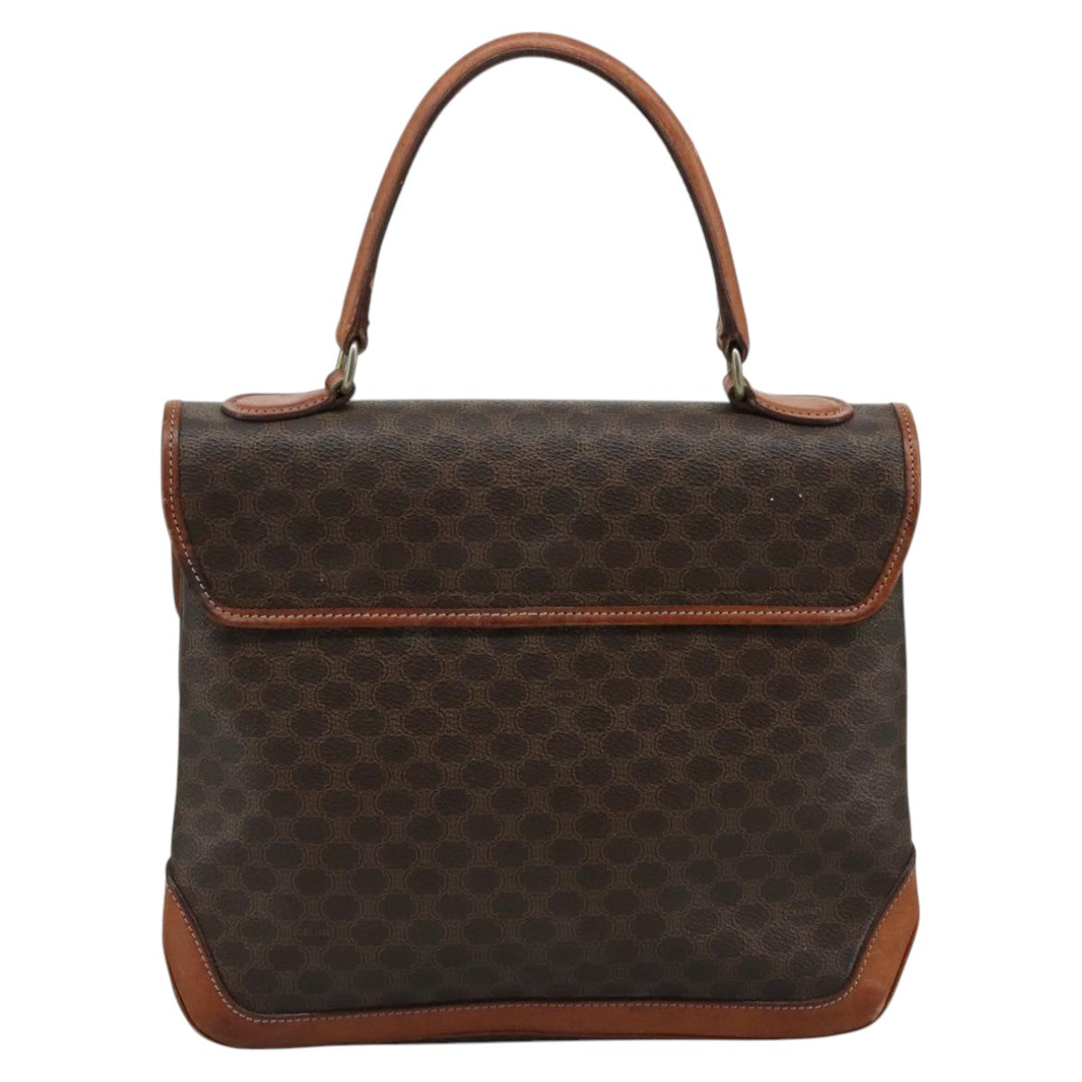 CELINE Macadam Canvas Hand Bag PVC Leather Brown Auth yk17101