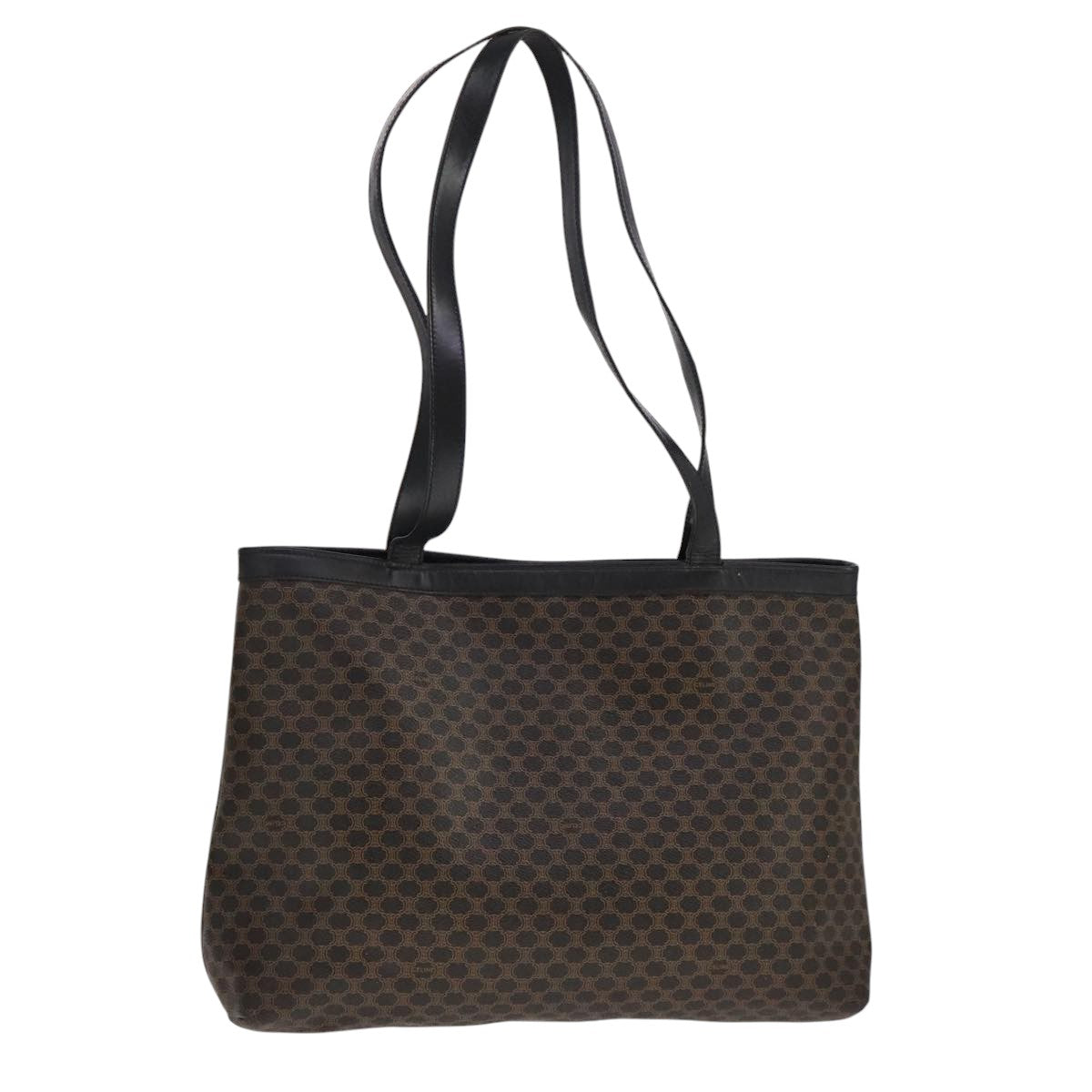 CELINE Macadam Canvas Tote Bag PVC Leather Black Auth yk17145