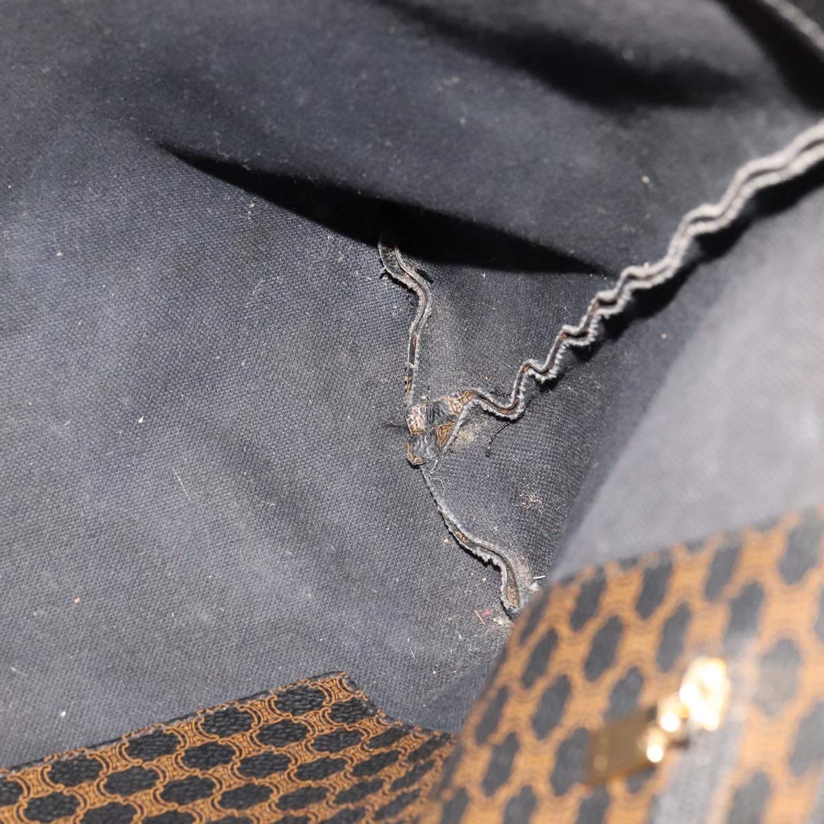 CELINE Macadam Canvas Tote Bag PVC Leather Black Auth yk17145