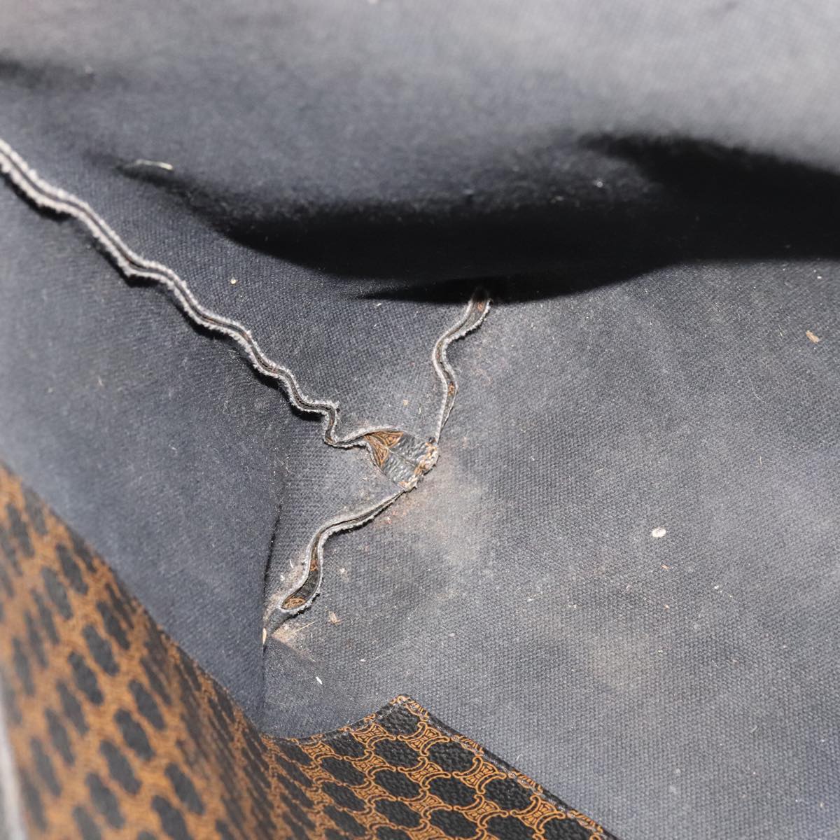 CELINE Macadam Canvas Tote Bag PVC Leather Black Auth yk17145