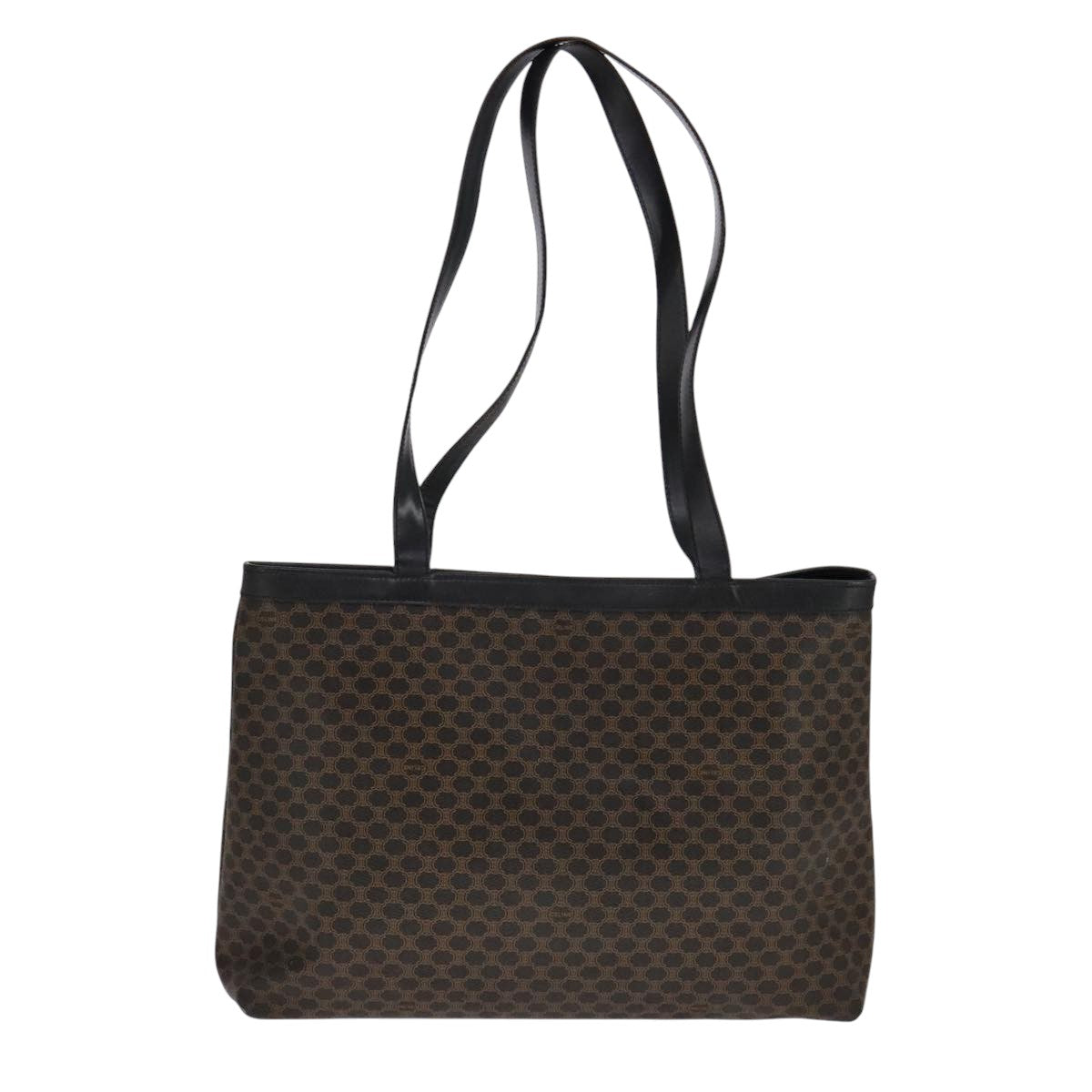 CELINE Macadam Canvas Tote Bag PVC Leather Black Auth yk17145