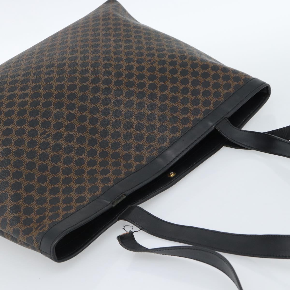 CELINE Macadam Canvas Tote Bag PVC Leather Black Auth yk17145
