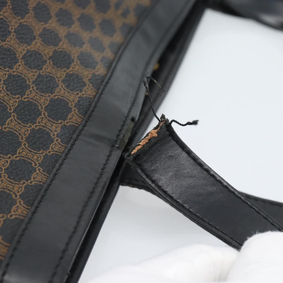 CELINE Macadam Canvas Tote Bag PVC Leather Black Auth yk17145