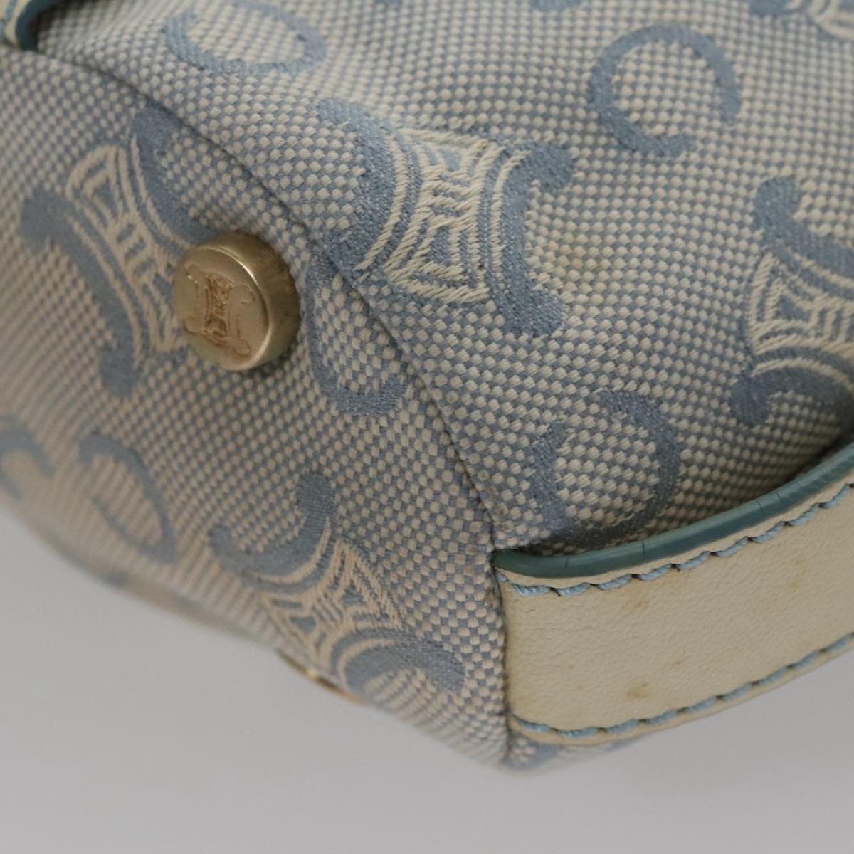 CELINE C Macadam Canvas Shoulder Bag Light Blue Auth yk17148