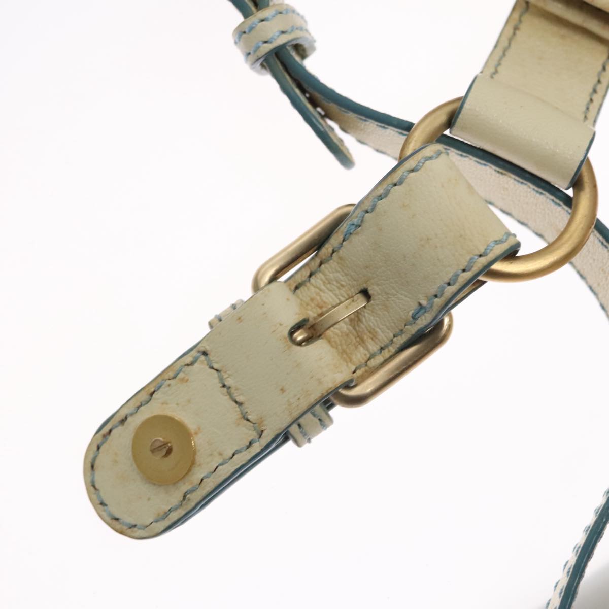 CELINE C Macadam Canvas Shoulder Bag Light Blue Auth yk17148