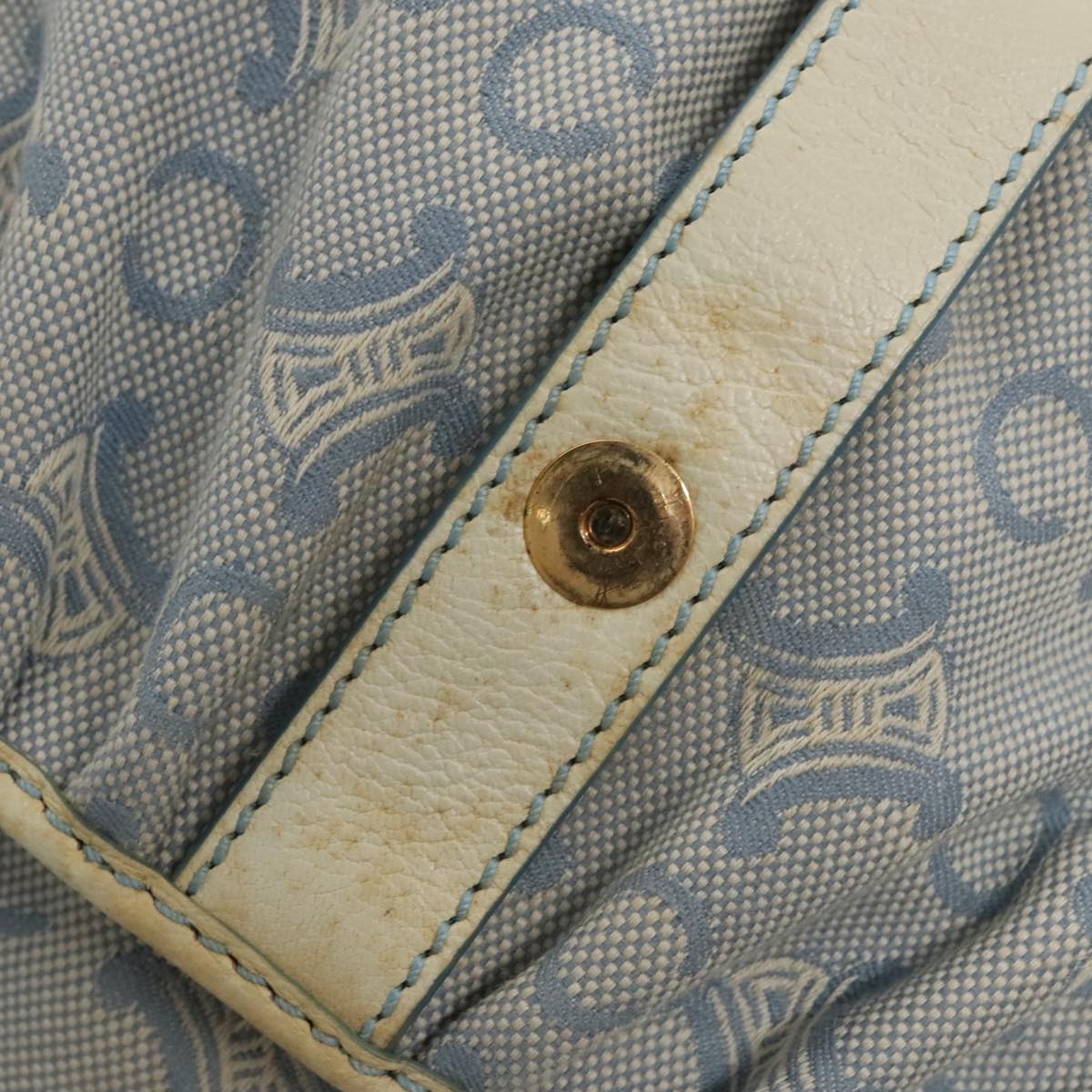 CELINE C Macadam Canvas Shoulder Bag Light Blue Auth yk17148