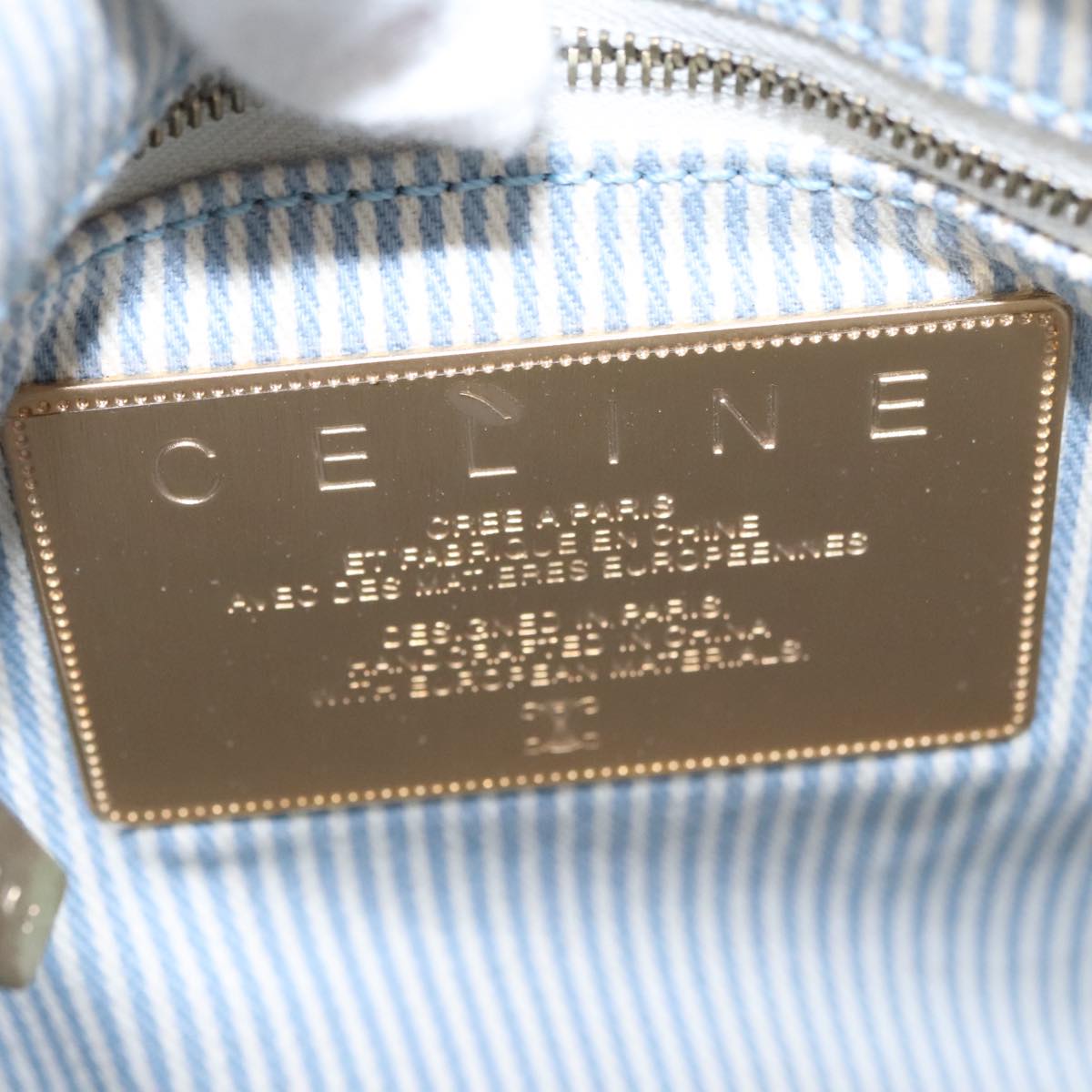 CELINE C Macadam Canvas Shoulder Bag Light Blue Auth yk17148