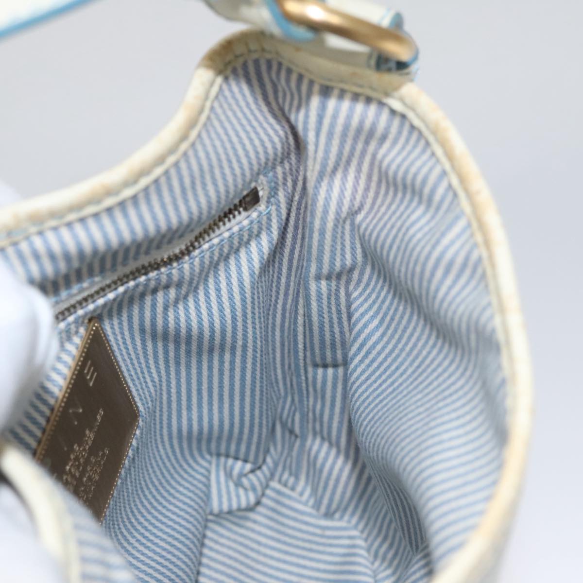 CELINE C Macadam Canvas Shoulder Bag Light Blue Auth yk17148