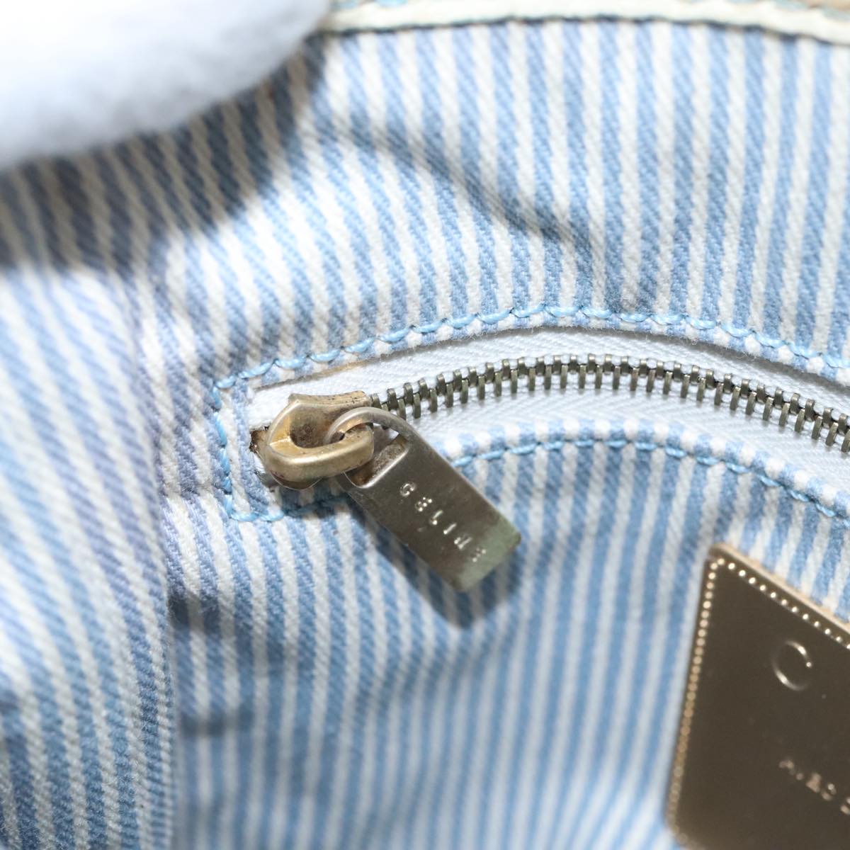 CELINE C Macadam Canvas Shoulder Bag Light Blue Auth yk17148