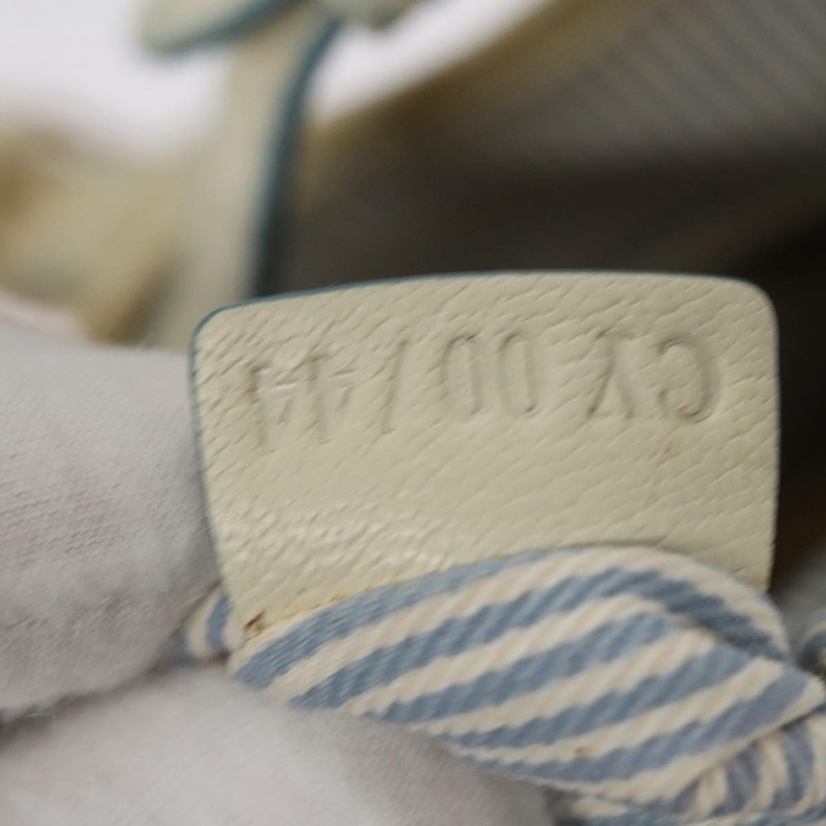 CELINE C Macadam Canvas Shoulder Bag Light Blue Auth yk17148