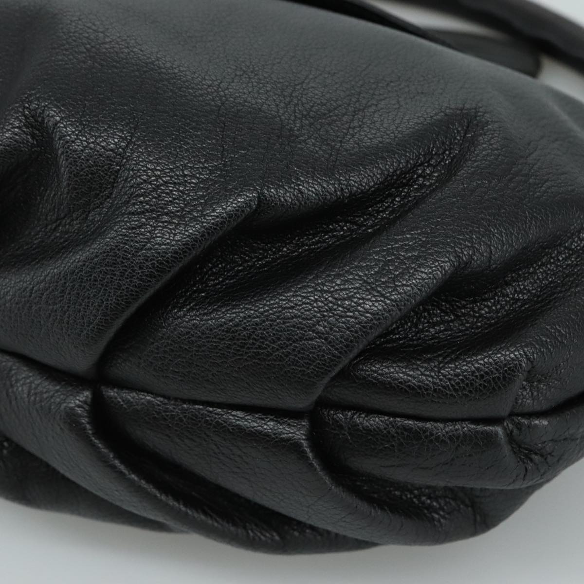 Salvatore Ferragamo Fringe Hand Bag Leather Black Auth yk17180