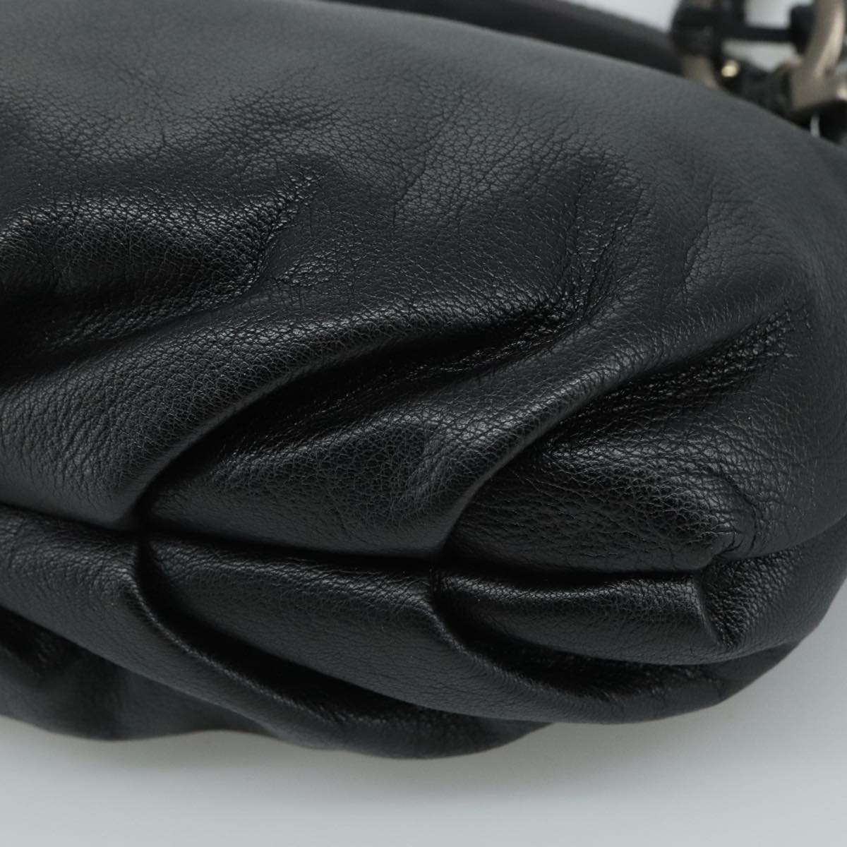 Salvatore Ferragamo Fringe Hand Bag Leather Black Auth yk17180