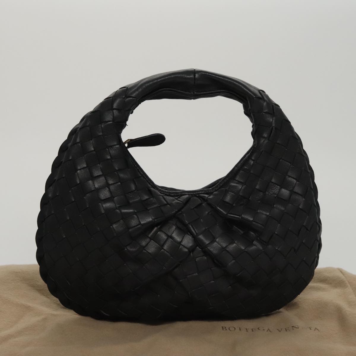 BOTTEGA VENETA INTRECCIATO Mini Hobo Hand Bag Leather Black 189227 Auth yk17218AM