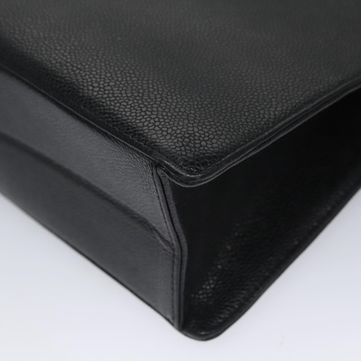 CHANEL COCO Mark Tote Bag Caviar Skin Black Gold CC Auth yk17238A