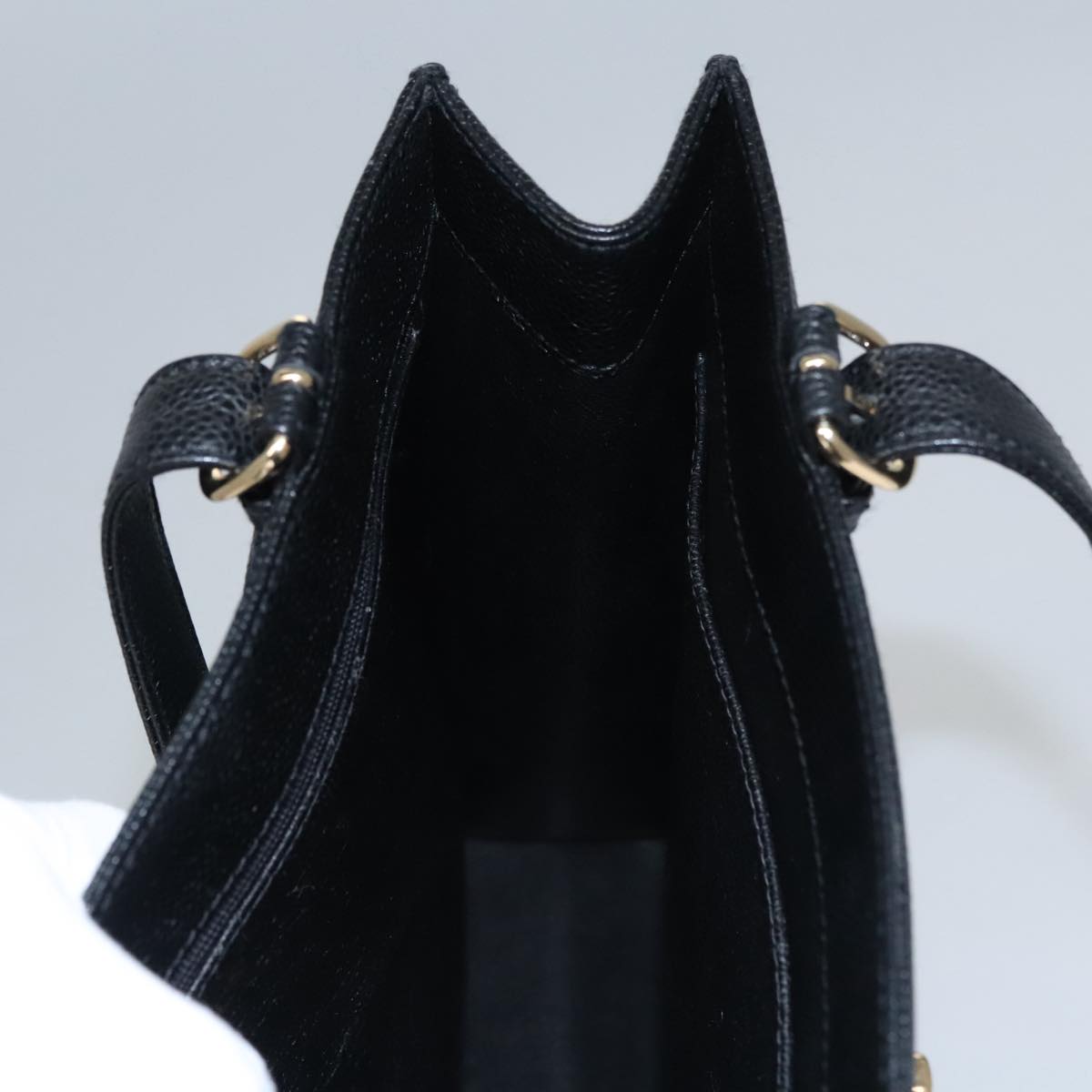 CHANEL COCO Mark Tote Bag Caviar Skin Black Gold CC Auth yk17238A