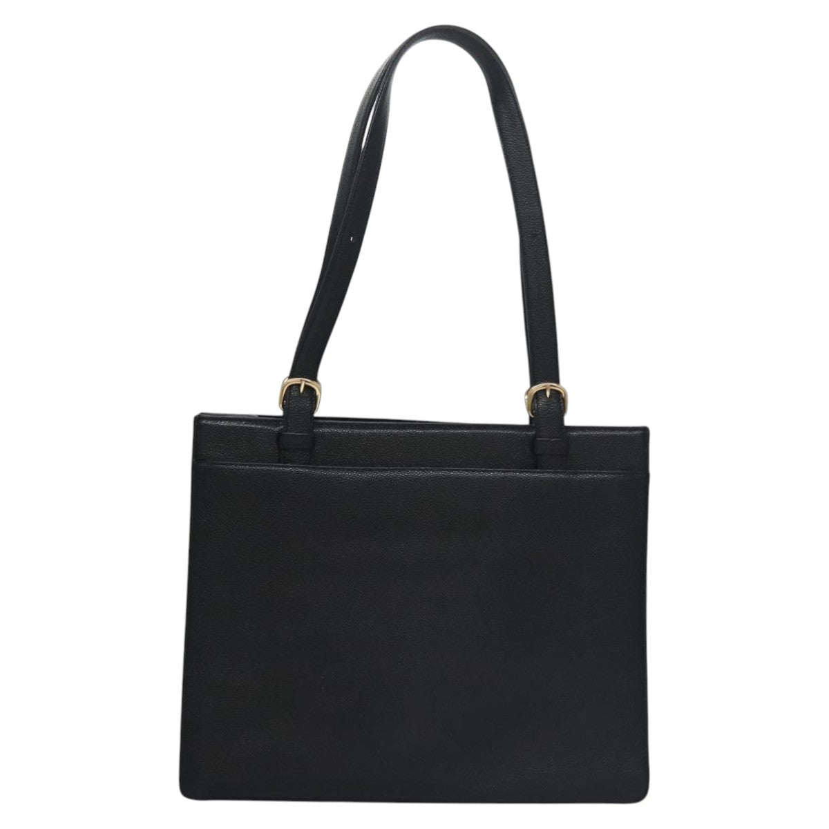 CHANEL COCO Mark Tote Bag Caviar Skin Black Gold CC Auth yk17238A