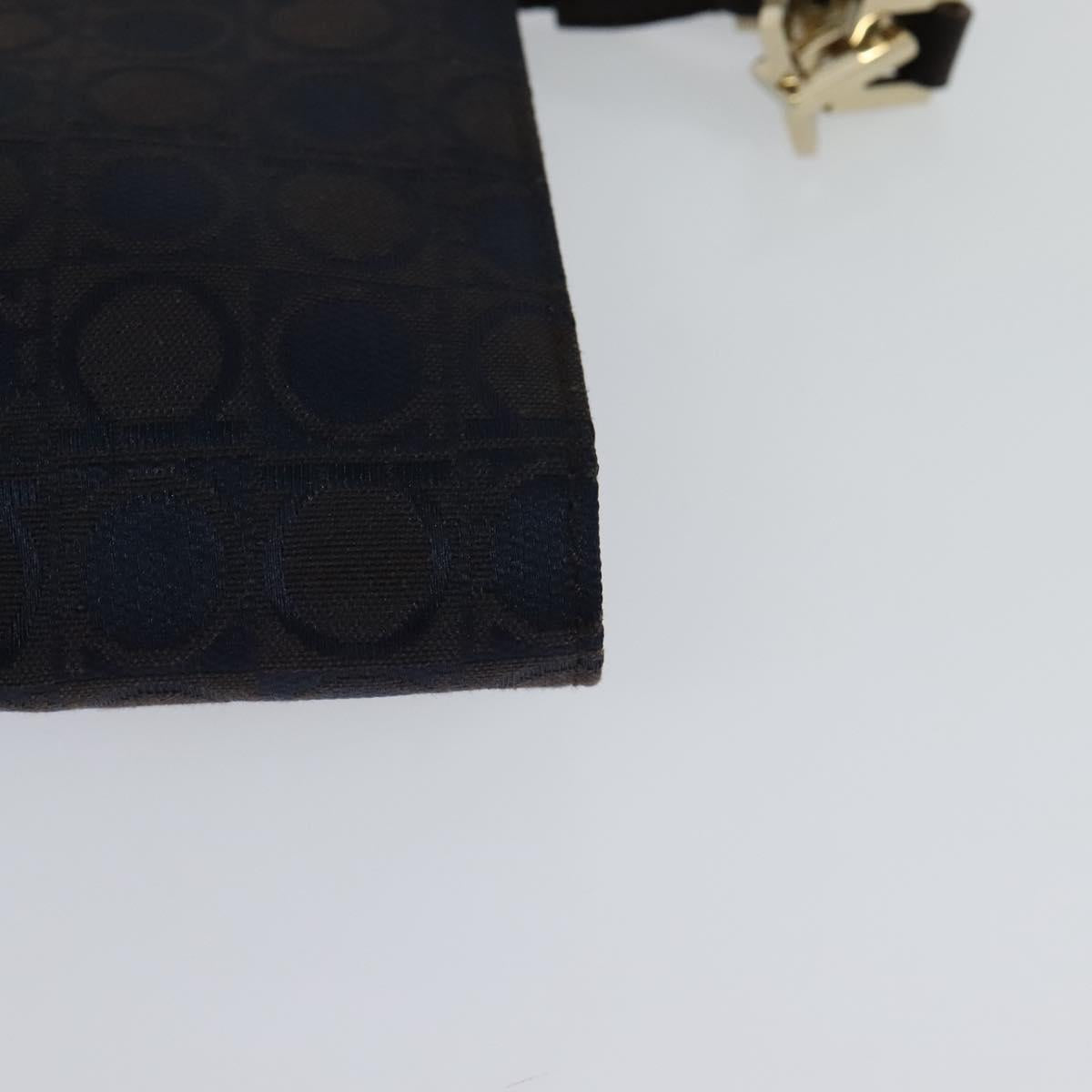 Salvatore Ferragamo Gancini Hand Bag Canvas Navy Gold Auth yk17315