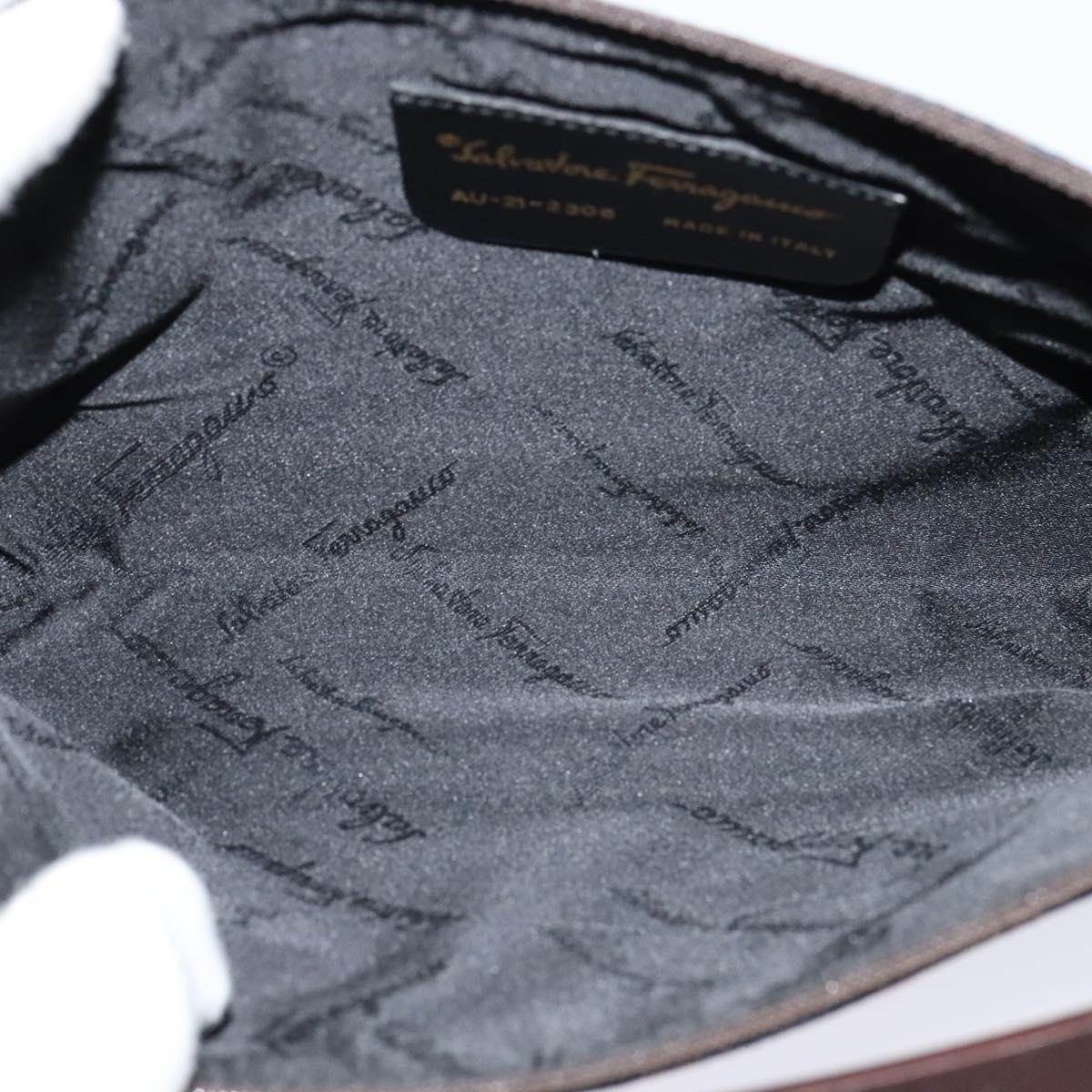 Salvatore Ferragamo Gancini Hand Bag Canvas Navy Gold Auth yk17315