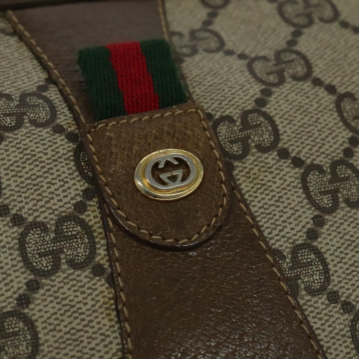 GUCCI GG Supreme Web Sherry Line Clutch Bag PVC Beige 89 01 034 Auth yk17324