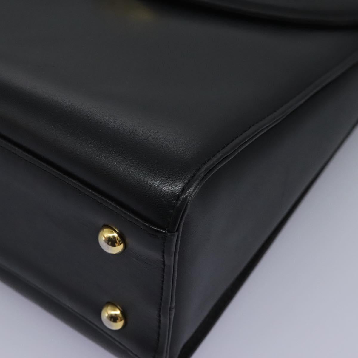 GIVENCHY Hand Bag Leather Black Gold Auth yk17377