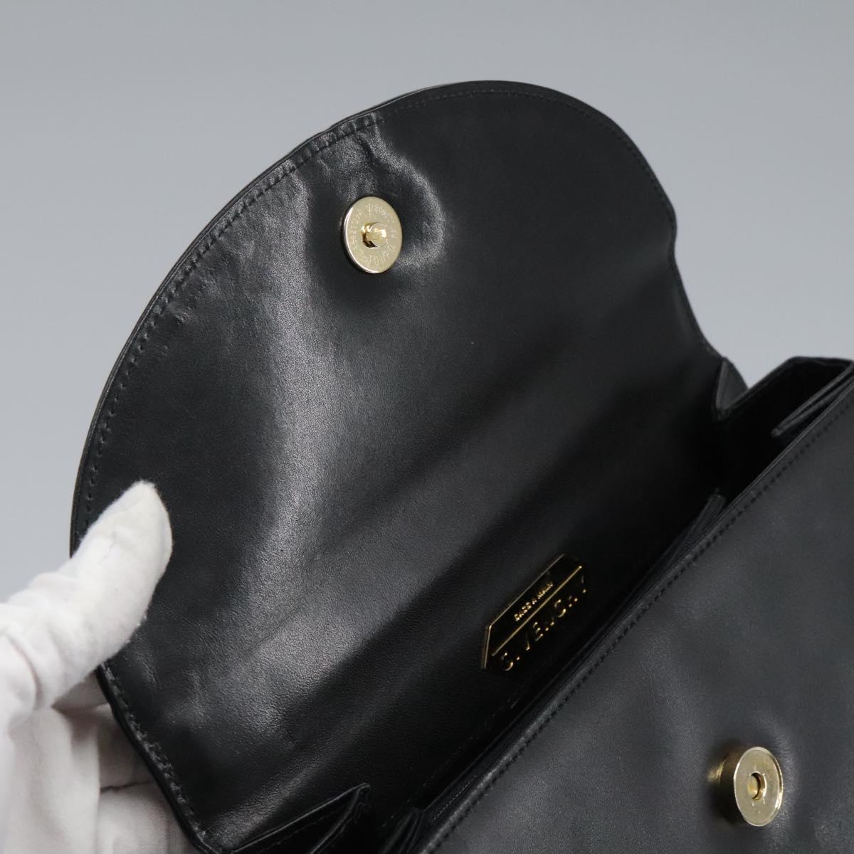 GIVENCHY Hand Bag Leather Black Gold Auth yk17377